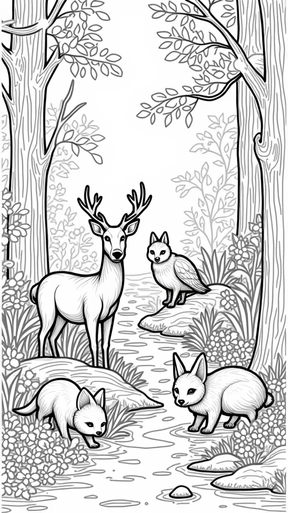 Páginas para colorear de animales de bosque